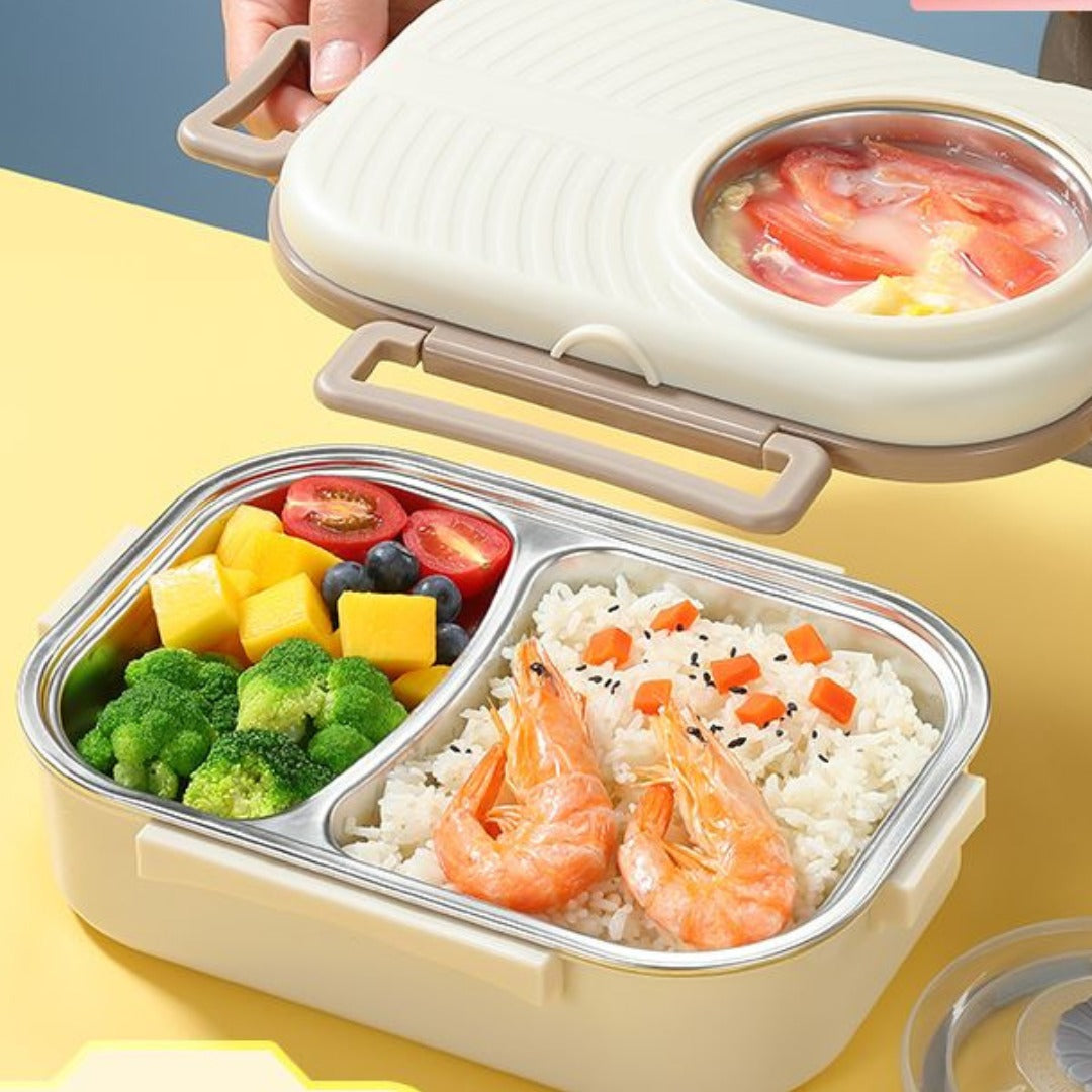 304 Stainless Steel Leak-Proof Soup Bowl Lunch Box - Thermal Insulated Single-Serving Bento Box for Students & Office Workers