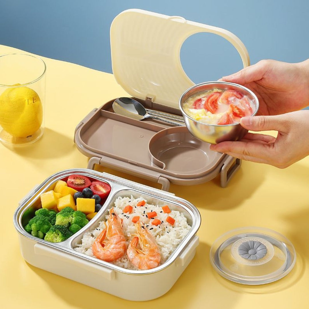304 Stainless Steel Leak-Proof Soup Bowl Lunch Box - Thermal Insulated Single-Serving Bento Box for Students & Office Workers