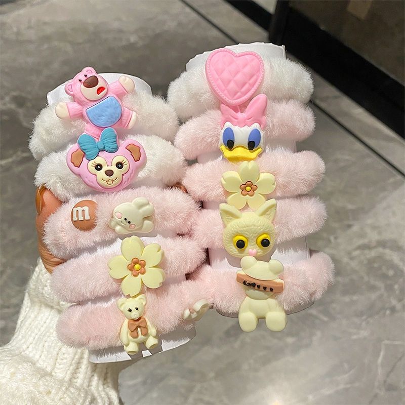 New Plush Cute Hair Ties for Kids | Cartoon Fur Hair Bands, Thick Elastic Headbands
