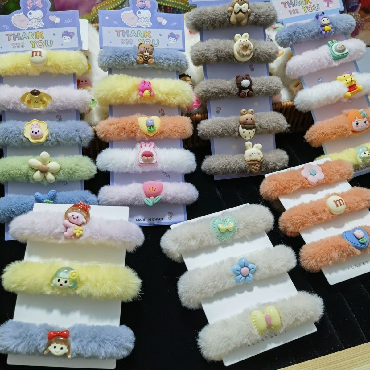 New Plush Cute Hair Ties for Kids | Cartoon Fur Hair Bands, Thick Elastic Headbands