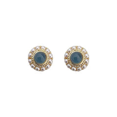 Anti-Allergy 925 Pure Silver Pearl Stud Earrings | Misty Blue, No Need to Remove While Sleeping, Small & Simple