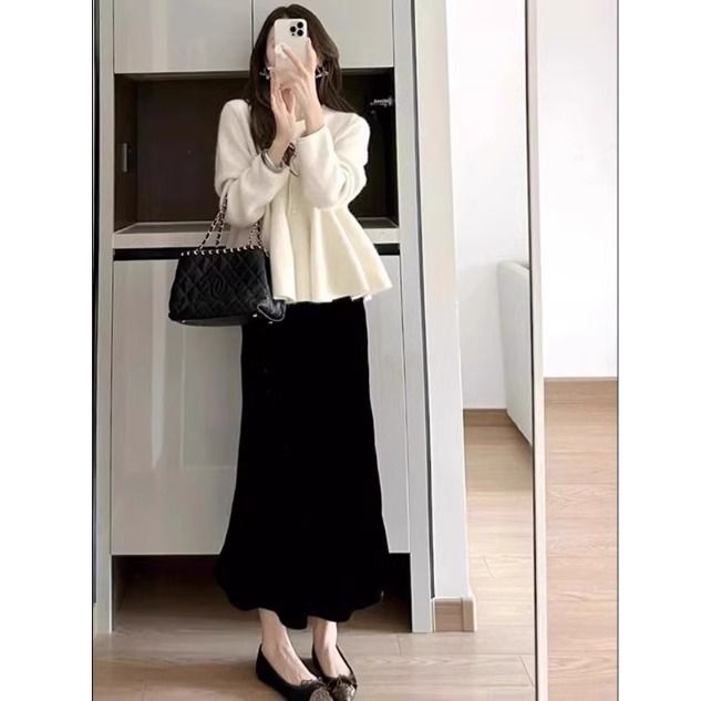 Petite Two-Piece Knit Sweater & Skirt Set