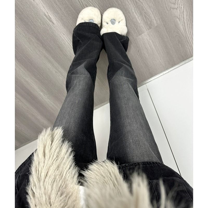 Vintage Black Flared Jeans Women - Slim Fit Stretch Bell-Bottom Pants