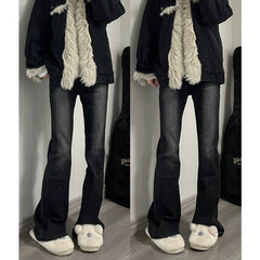 Vintage Black Flared Jeans Women - Slim Fit Stretch Bell-Bottom Pants