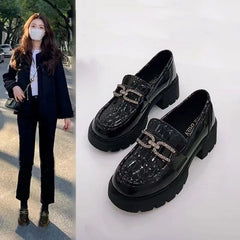 Leather Platform Loafers - Classic Mirror-Finish Chunky Shoes