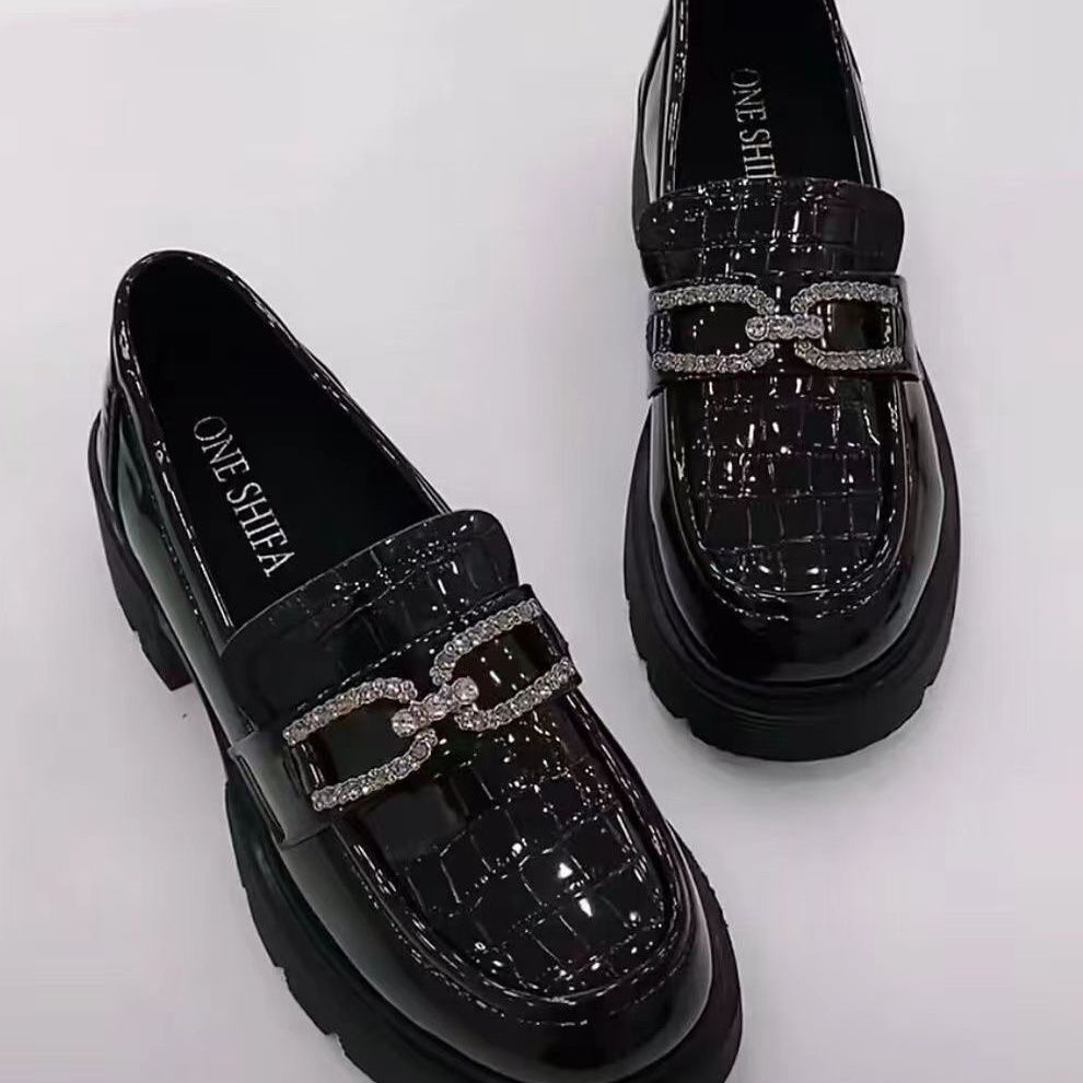 Leather Platform Loafers - Classic Mirror-Finish Chunky Shoes