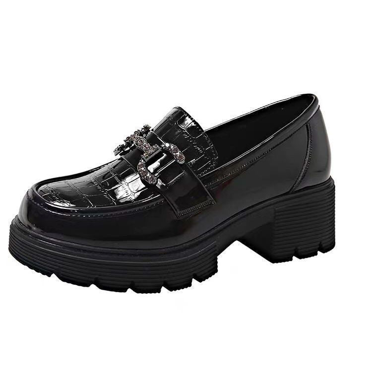 Leather Platform Loafers - Classic Mirror-Finish Chunky Shoes