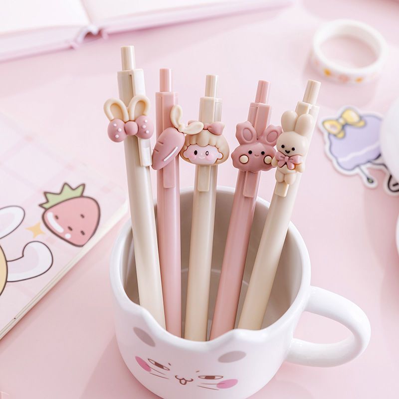 Cute Bunny Girl Push Pen - High-Quality 3D Cartoon Pen for Students, Ideal for Exams & Daily Use