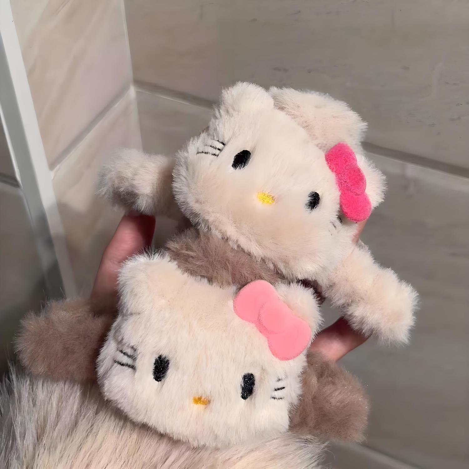 Sweet & Cute Double-Sided Hello Kitty Bow Plush Claw Clip - Stylish Cartoon Shark Clip, High-Quality Hair Accessory for Girls