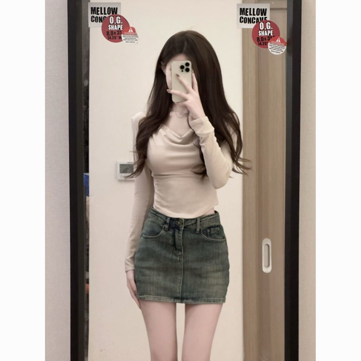 Vintage Denim High-Waisted A-Line Skirt for Women – Petite Bodycon