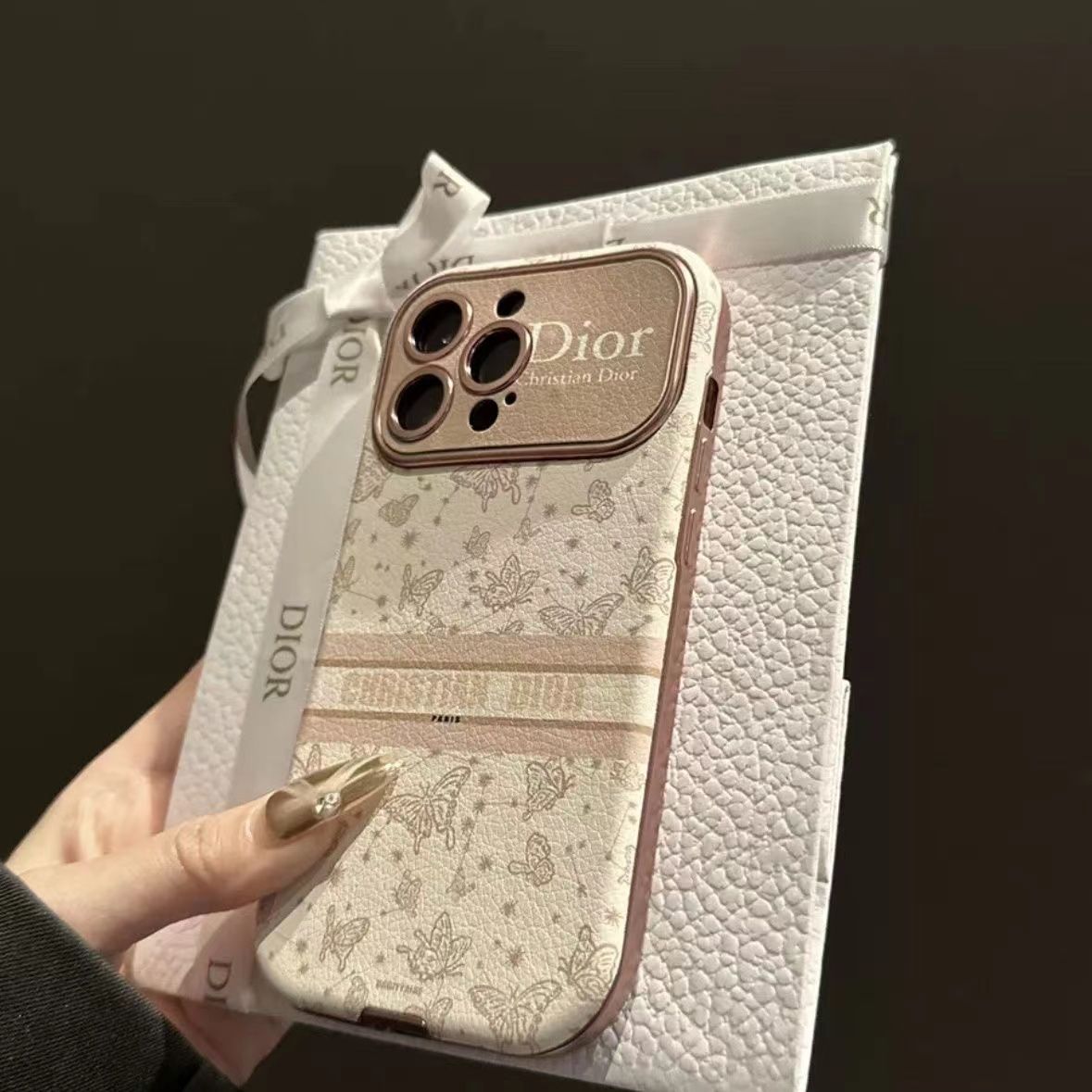Luxury Leather Dio Phone Case for iPhone