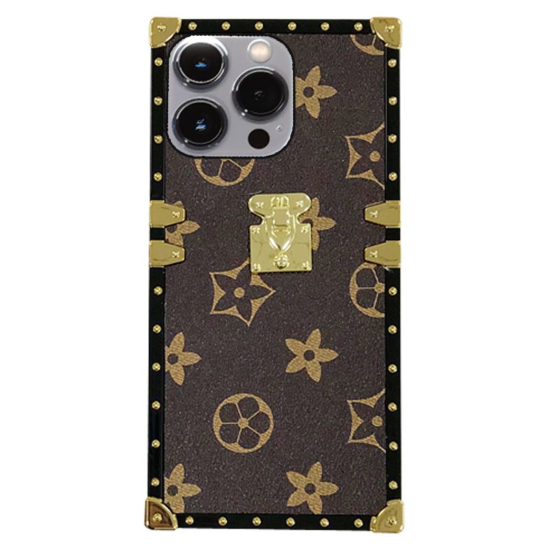 Luxurious Streetwear iPhone Case with Strap, Shockproof Square Design for iPhone