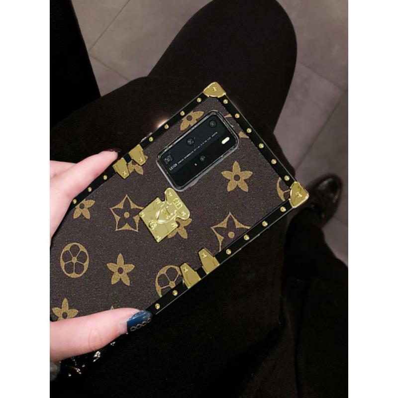 Luxurious Streetwear iPhone Case with Strap, Shockproof Square Design for iPhone