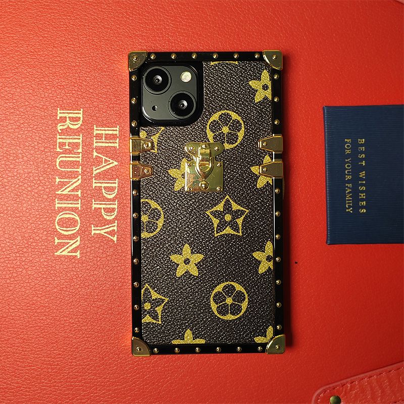 Luxurious Streetwear iPhone Case with Strap, Shockproof Square Design for iPhone