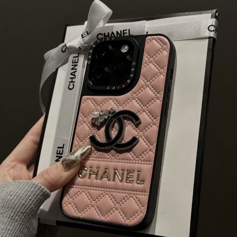 Luxury Chanel Style Leather iPhone Case, High-End, Personalized