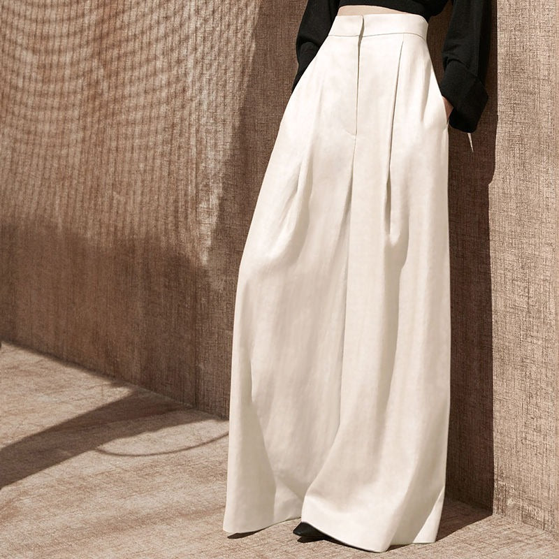 High-Waist Flowing Wide-Leg Pants for Women - Slimming Casual Floor-Length Trousers | Loose Pants