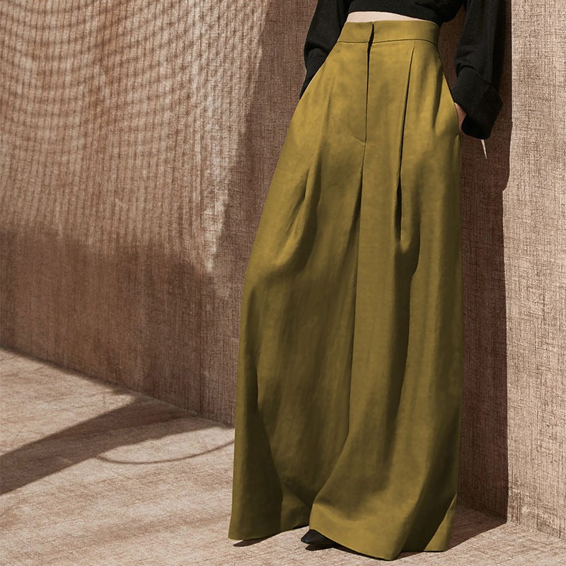 High-Waist Flowing Wide-Leg Pants for Women - Slimming Casual Floor-Length Trousers | Loose Pants