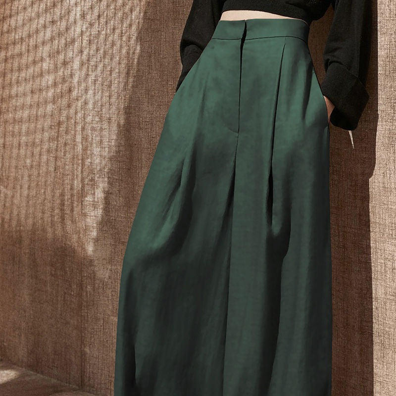 High-Waist Flowing Wide-Leg Pants for Women - Slimming Casual Floor-Length Trousers | Loose Pants