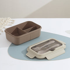 Nordic Style Microwaveable Lunch Box – PP Outer Shell with 304 Stainless Steel Compartment, Fork & Spoon Included – Portable and Leak-Proof Food Container