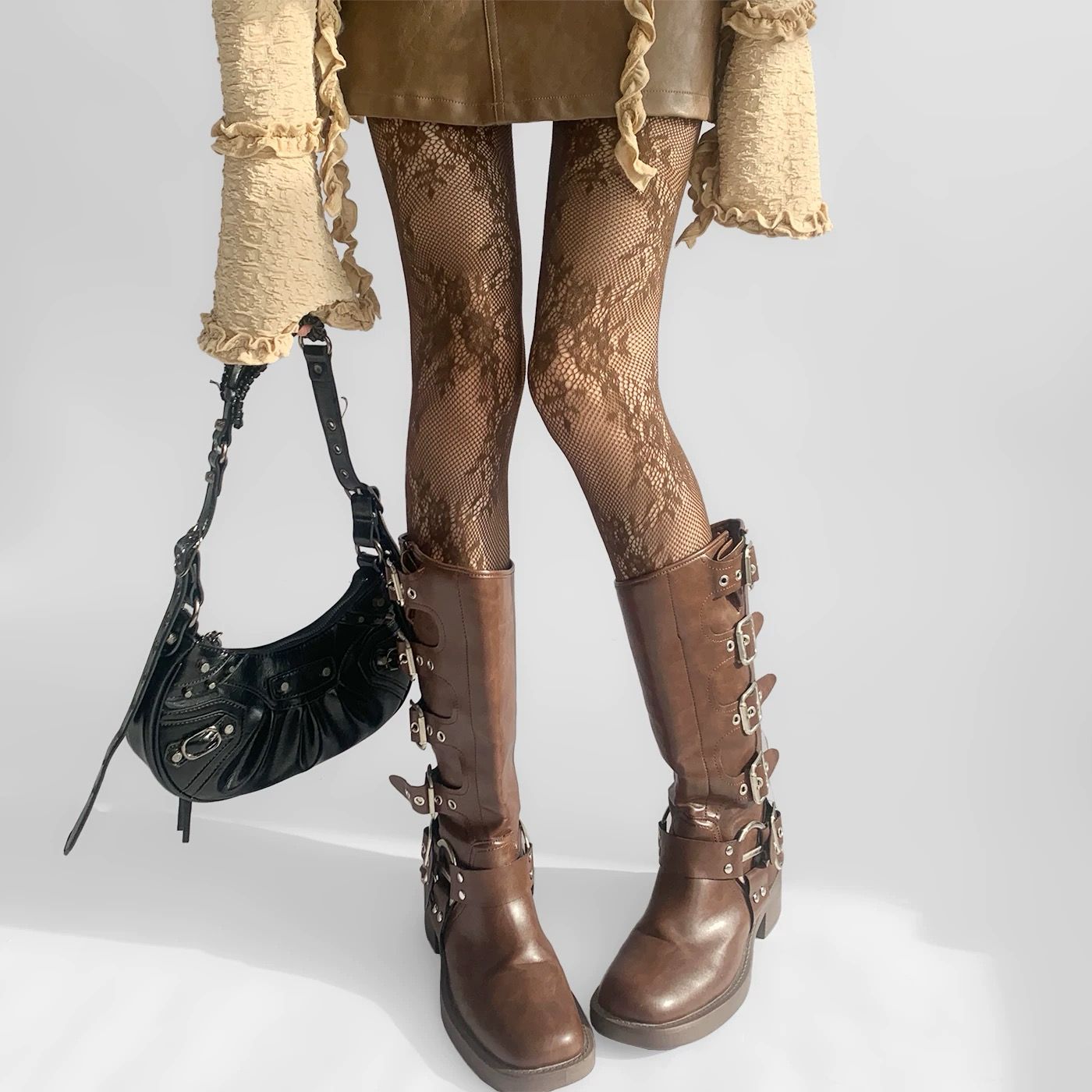 Lace Pantyhose – Hot Jacquard Mesh Tights in Melad Color Tone Stockings