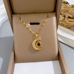 I Love You to the Moon Necklace – Dainty Moon Pendant Clavicle Chain for Women