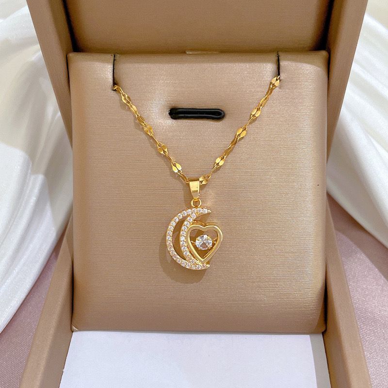 I Love You to the Moon Necklace – Dainty Moon Pendant Clavicle Chain for Women