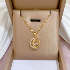I Love You to the Moon Necklace – Dainty Moon Pendant Clavicle Chain for Women