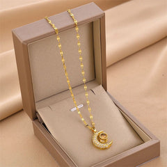 I Love You to the Moon Necklace – Dainty Moon Pendant Clavicle Chain for Women