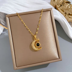 I Love You to the Moon Necklace – Dainty Moon Pendant Clavicle Chain for Women