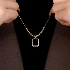 Black Square Titanium Steel Necklace for Women – Elegant Fade-Resistant Clavicle Chain