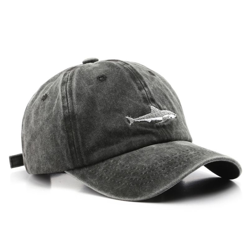 Vintage Washed Shark Baseball Cap – Unisex Streetwear Sports Casual Sunshade Hat