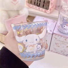 Kuromi and Cinnamoroll Glass Cup – Cute Japanese Style Drinking Cup for Milk, Juice, Water