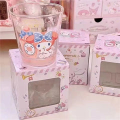 Kuromi and Cinnamoroll Glass Cup – Cute Japanese Style Drinking Cup for Milk, Juice, Water
