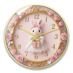 Cute Rococo Bunny Silent Wall Clock