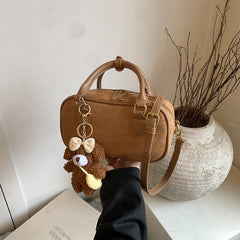 Retro Suede Bowling Shoulder Bag