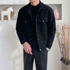 Men’s Wool Coat Korean Style Casual Jacket Elegant Outerwear