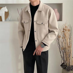 Men’s Wool Coat Korean Style Casual Jacket Elegant Outerwear