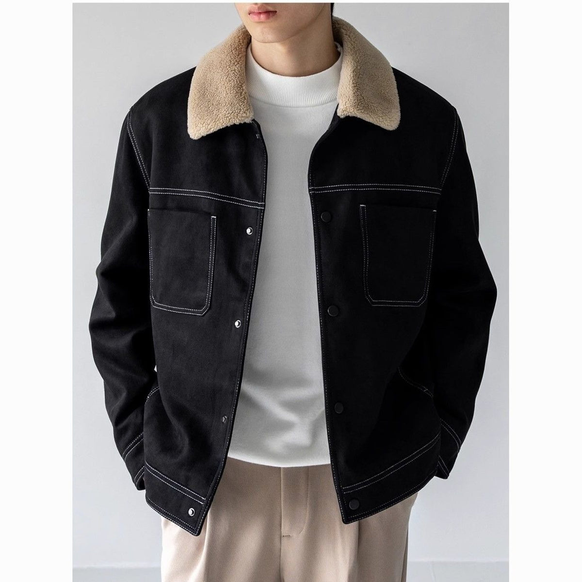 Men’s Faux Shearling Suede Jacket