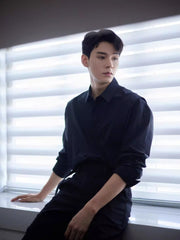 Black Minimalist Long Sleeve Shirt