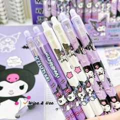 Kuromi Erasable Gel Pen 0.5mm Blue-Black Ink – Aesthetic School Pen for Kids