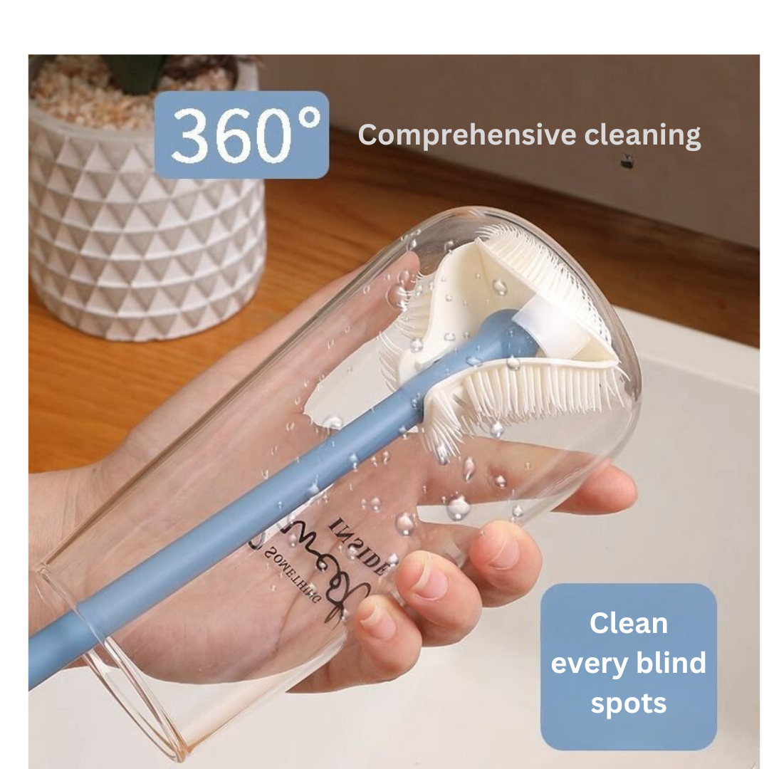 Upgraded Silicone Cleaning Brush with Long Handle & Storage Rack – No-Drill Sink Organizer for Cups, Bottles, and Baby Accessories.