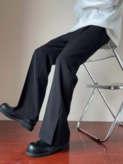 Men’s Cleanfit Straight-Leg Flare Pants – Casual Loose Fit Split Hem Trousers
