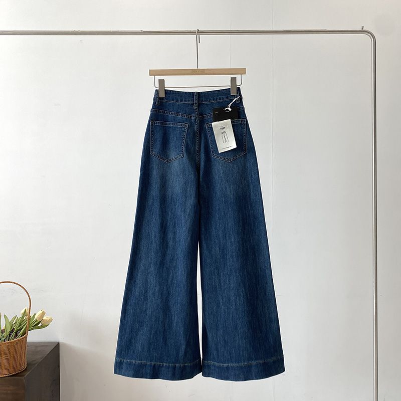 White High-Waist Wide-Leg Jeans – Loose Straight Stretch Denim Pants for Women