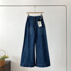 White High-Waist Wide-Leg Jeans – Loose Straight Stretch Denim Pants for Women