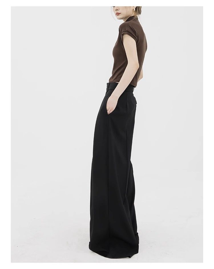 Women's Wide Leg Straight Trousers - High Waist Extra Long Dress Pants