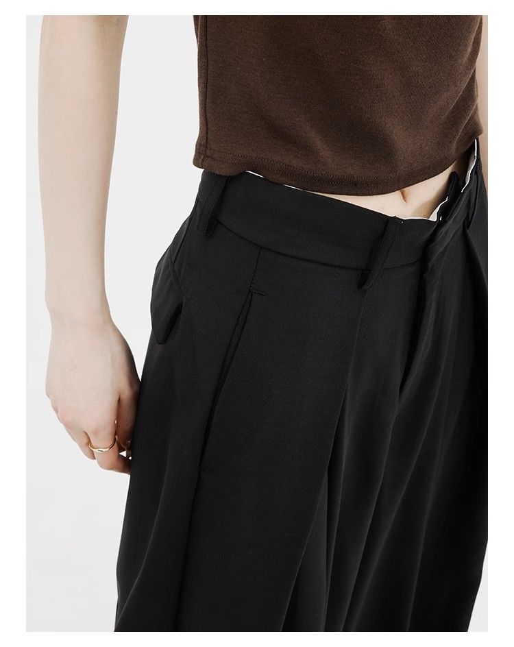 Women's Wide Leg Straight Trousers - High Waist Extra Long Dress Pants