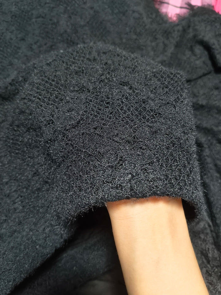 French Black Knit Dress Set for Women – Elegant Outfit for Petite Fit