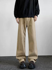 Men's Khaki Vintage Straight-Leg Pants – Cleanfit Loose Fit Streetwear Trousers