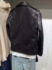 Men’s Black Faux Leather Moto Jacket – Wang Yibo Style Streetwear Biker Jacket
