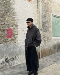 Unisex Heavyweight Boxy Hoodie – Short Fit Solid Color Streetwear Pullover